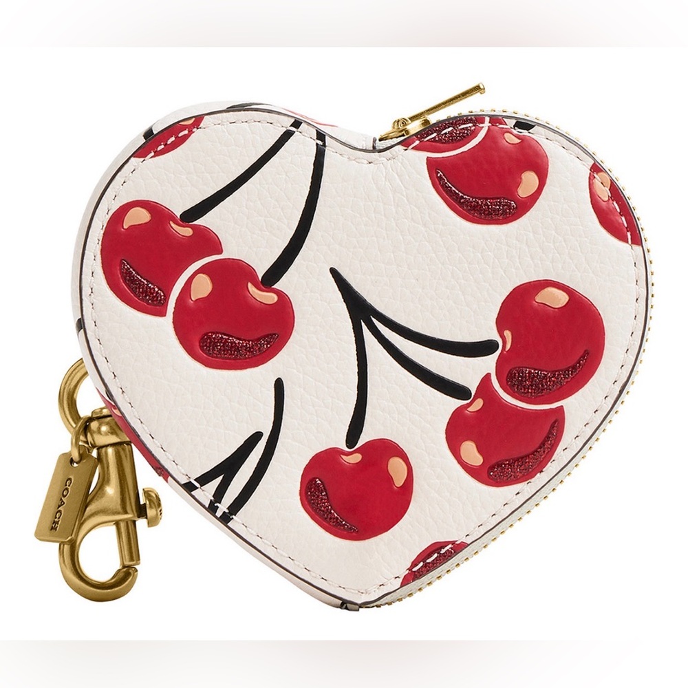 Coach Cherry Print Heart Cosmetic Case - Picture 2 of 11